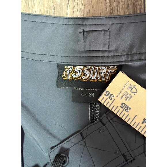 RS Surf Swim Trunks Men's 34 Gray Hawaiian Floral Surf Bathing Suit Beach - Picture 7 of 8